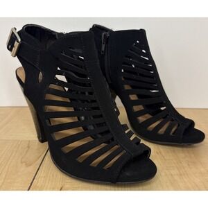 Hot Tomato Marianna Black Cut-Out Heels Sz 6M Womens Shoes
